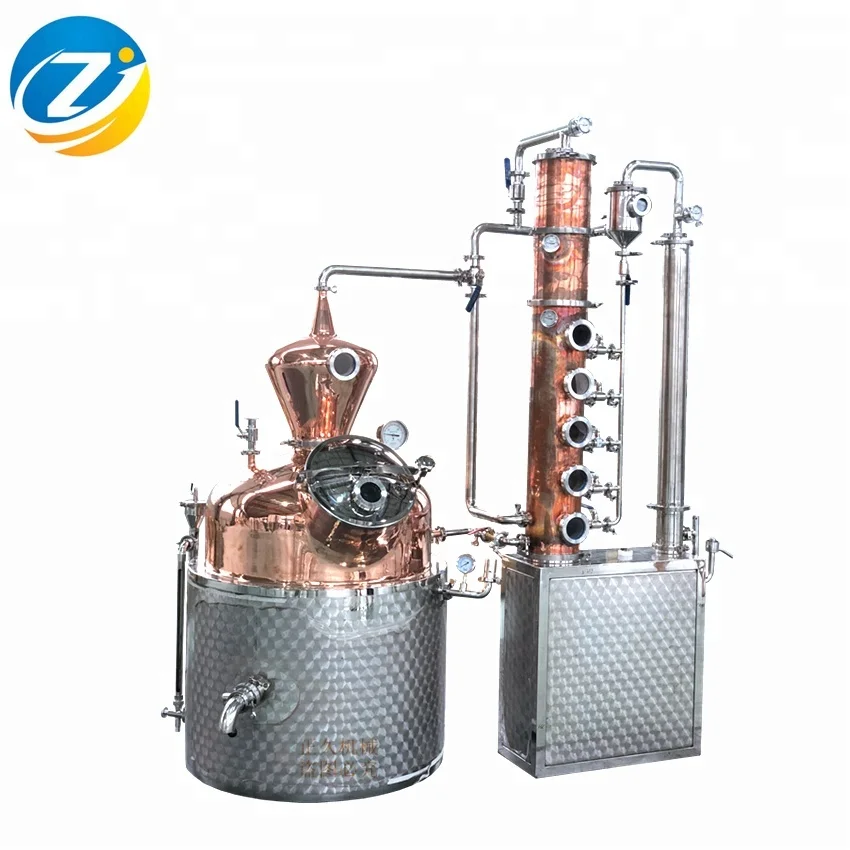 Red Copper Alcohol Distiller with Monobloc Pot and Column