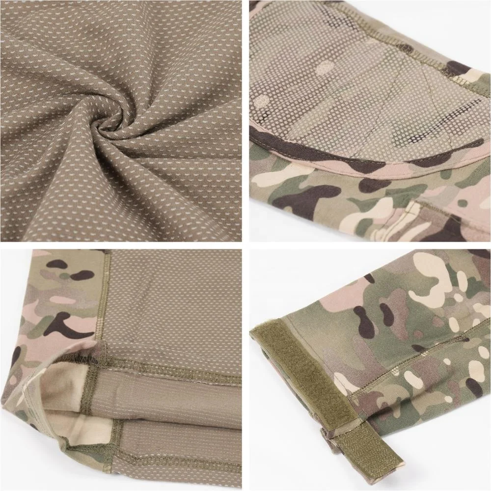 Tactical Camo Long Sleeve T Shirt Men Combat Shirt Camouflage Zip Tees