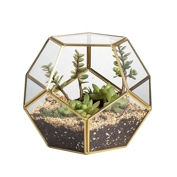 Box Geometric Terrarium Vintage Artificial Glass Bulk Copper for Indoor Terrarium Tabletop Vase Acceptable Customized 15~30days