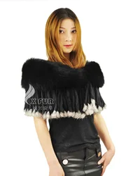 CX-B-61B Fox Fur Bridal Cape With Rabbit Fur Tassel