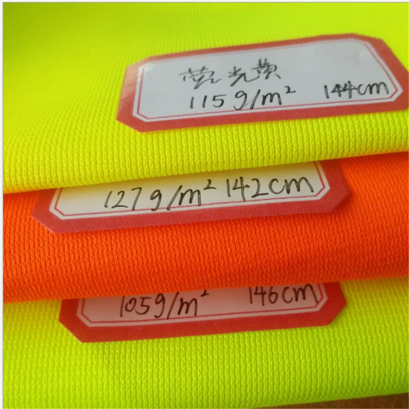 Tricot knitted neon color fabric for reflecting vest