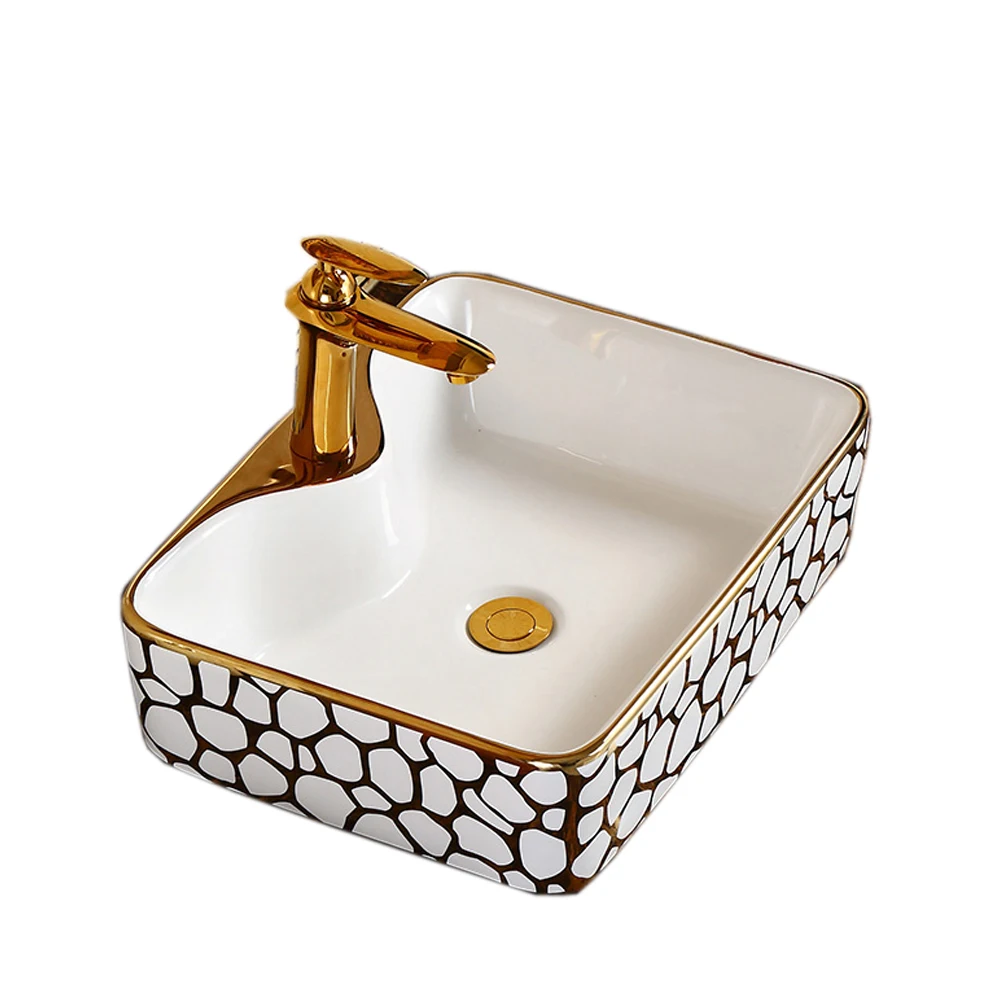 
Cheap face washing sink ceramic above counter golden art basin  (62161548266)
