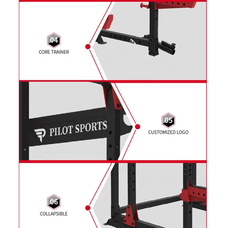 Gym equipment Pilot Sports Fitness Adjustable Folding Power Rack Cage