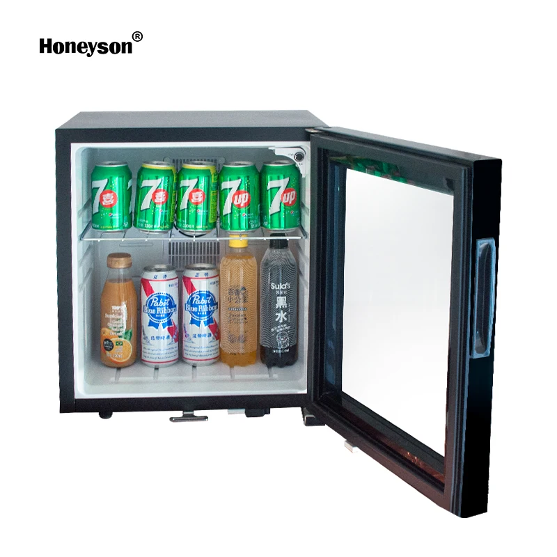 Honeyson top single glass door beverage hotel mini fridge