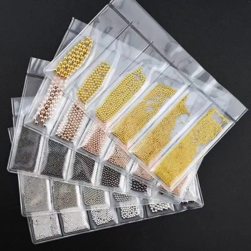 
3D nail art caviar 6size bag pack mixed nail art caviar decoration 3D nail metal caviar beads 