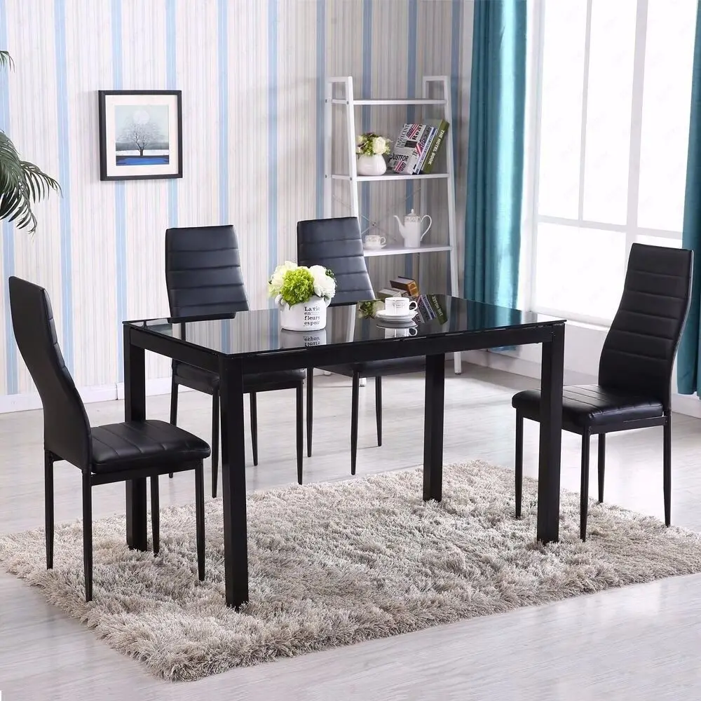 
Modern Furniture Glass Kitchen Dining Dinette Top Dining Set 6 Person 