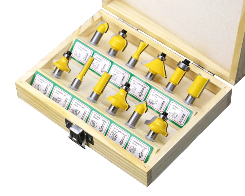 12pcs/set 8mm Shank Mill Woodworking Trimming Engraving Carving Milling Cutter Router Bit for sales