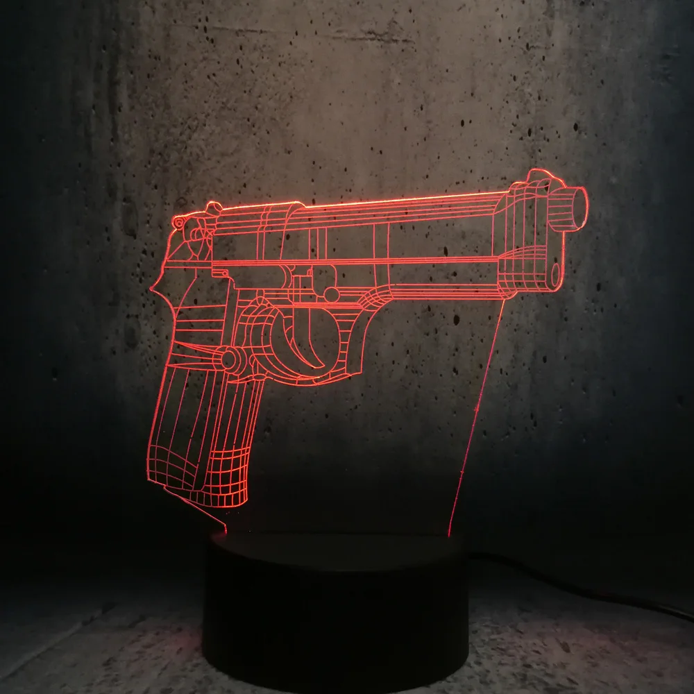 BULB Battle Royale Game PUBG TPS Pistol Gun Rifle 3D LED lamp night lights teenager bedroom desk decor cool gifts lava display