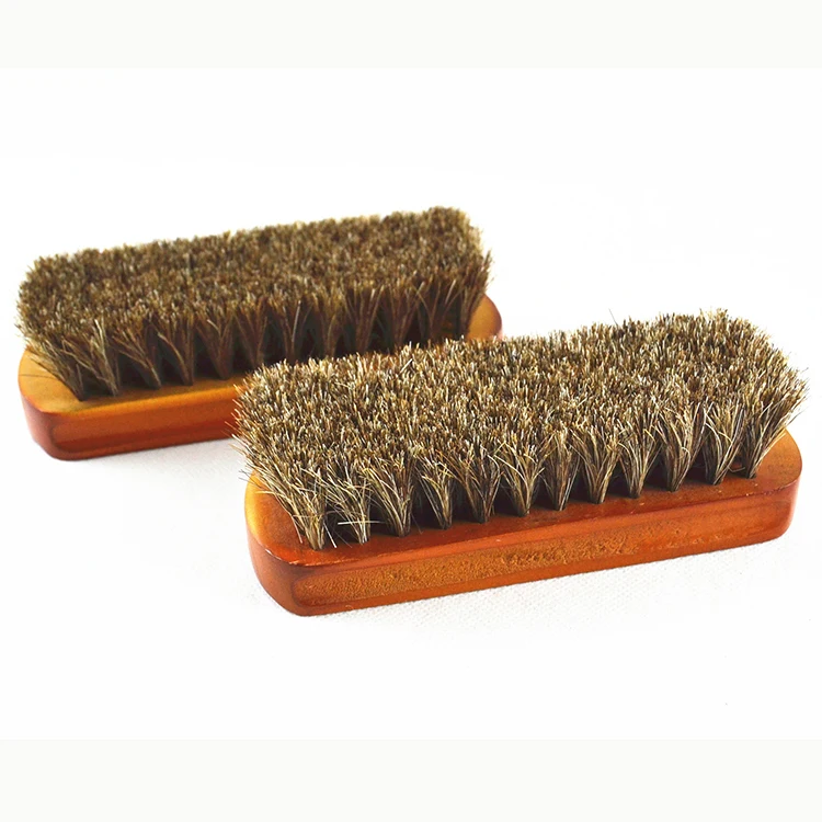 Big Size Wooden Shoe Shine Brush Soft Horse Hair Bristles Polishing Shoe Brush