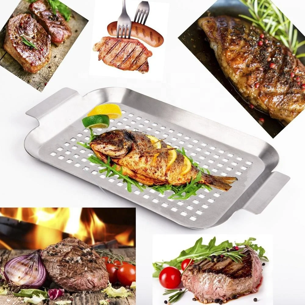 
charcoal bbq basket /Stainless Steel BBQ Accessories Vegetable Grill Basket and Smoker Pan Stainless Steel BBQ Accessories Smoker Pan