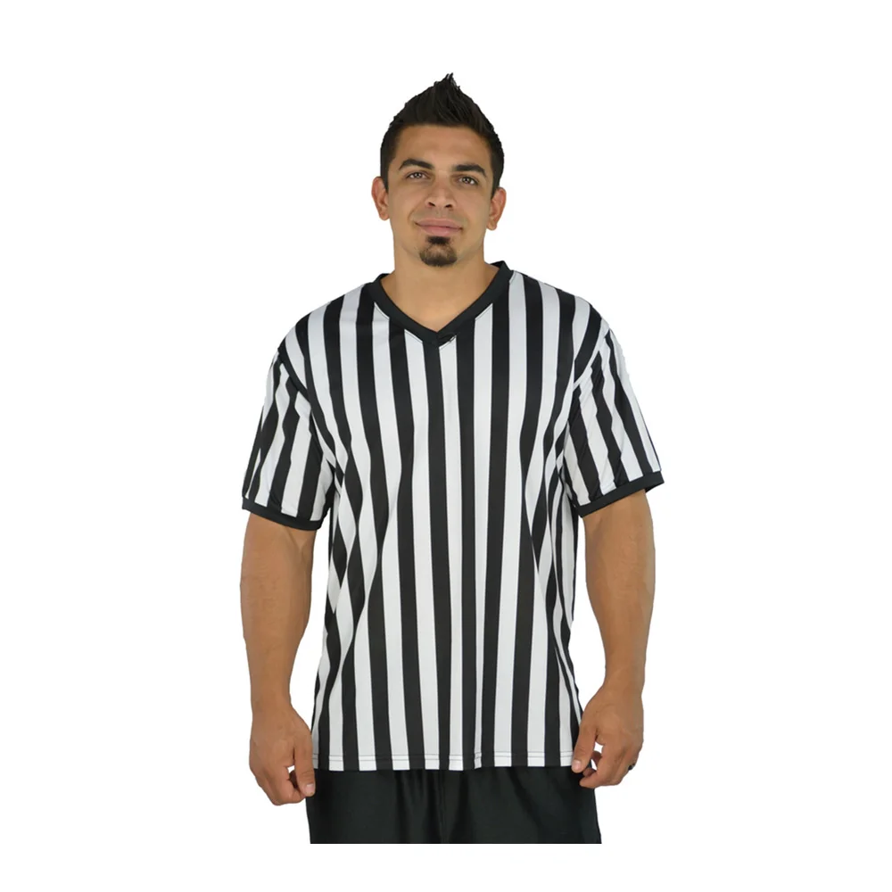 
Online Shopping Custom Brand China Clothing Stripe Sublimation Men Referee Shirts V-Neck Men Officials Perfect Ref Shirt 