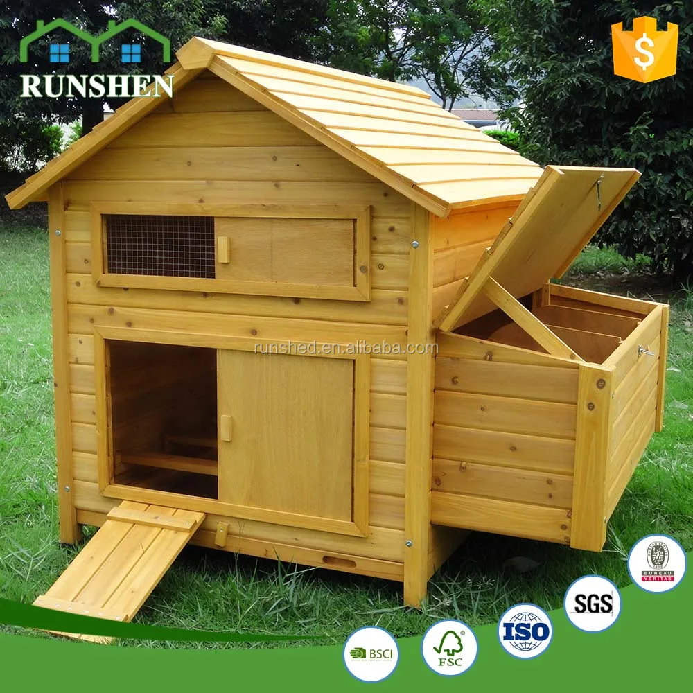Movable Wooden Chicken Coop Two Layer Yellow Chicken Cage With Egg Nest Poultry Farm Outdoor Hen Pet Houses Cages