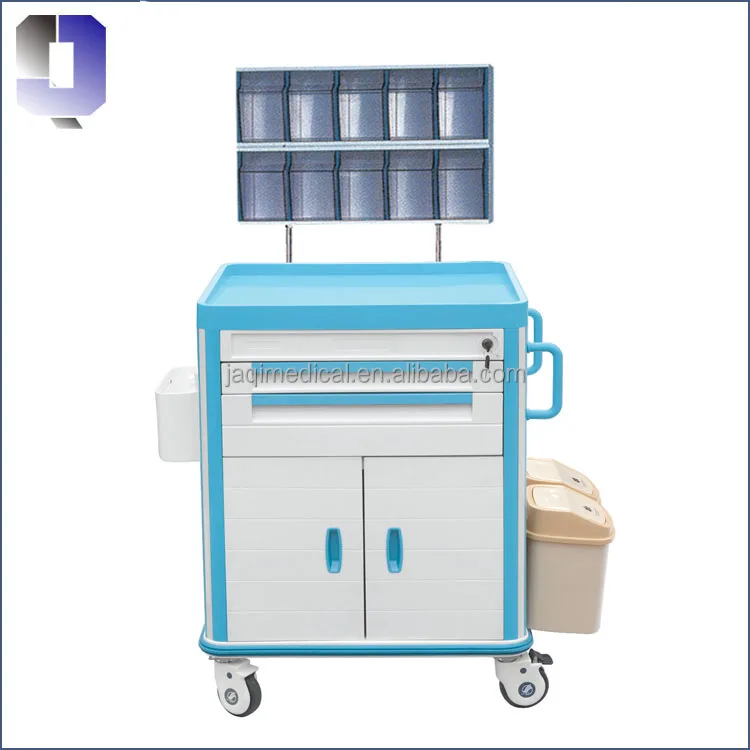 JQ-673 Colorful medical used Anesthesia Cart with five drawers