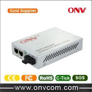 Медиа конвертер 10/100/1000М 2 порта 20км одномодовый оптический конвертер