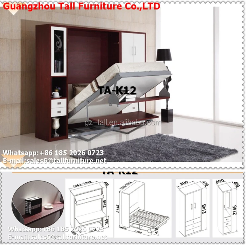 Современный мерфи стены кровать кровать с книжный шкаф