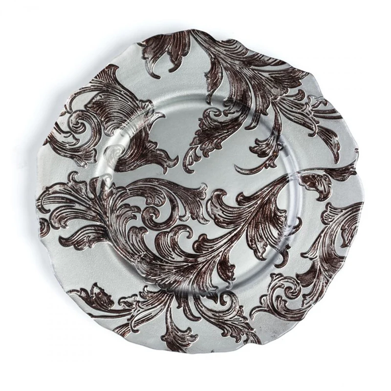 
wholesales 13inch Elegant Home Decoration Glass Charger Plates 