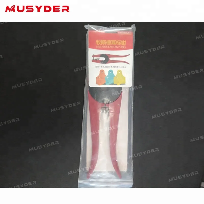 Sheep Goat Cow Cattle Automatic Lock Ear Tag Pliers Red Metal Ear Tag Applicator Animal Ear Tag Maker Applicator