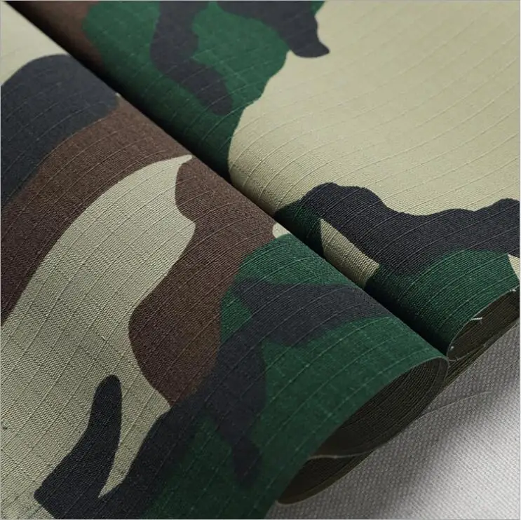 
50/50 polyester/cotton military woodland camouflage ripstop fabric 