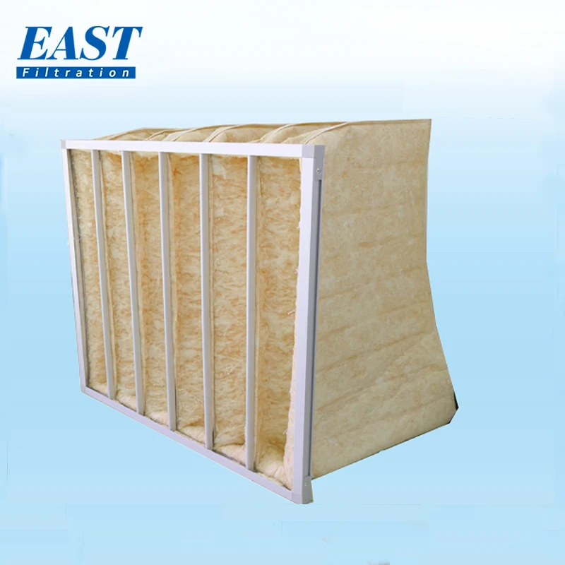 Best quality G4 G5 F6 F7 F8 customized size fiber glass paper air filter material pocket filter bag for car