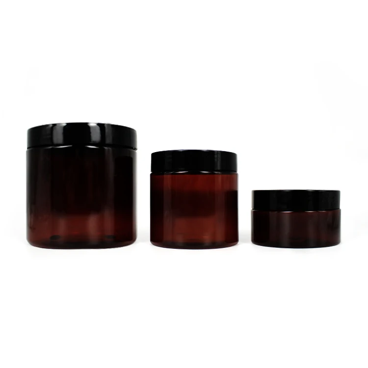 Wholesale 100ml 200ml empty amber pet plastic jar with lid
