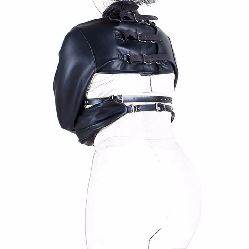 PU Leather Bondage Open Chest Neck Body Harness Fetish Restraint Straps Belt Sex Games Hand Bondage Adult Product Toy for Women