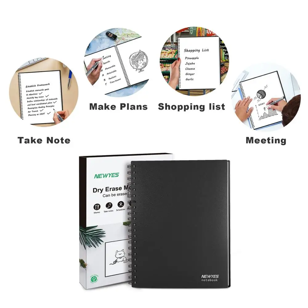 Wholesale A6 Smart Sketch Book White Board Notebook Erasable Writing Notes Memo With Marker