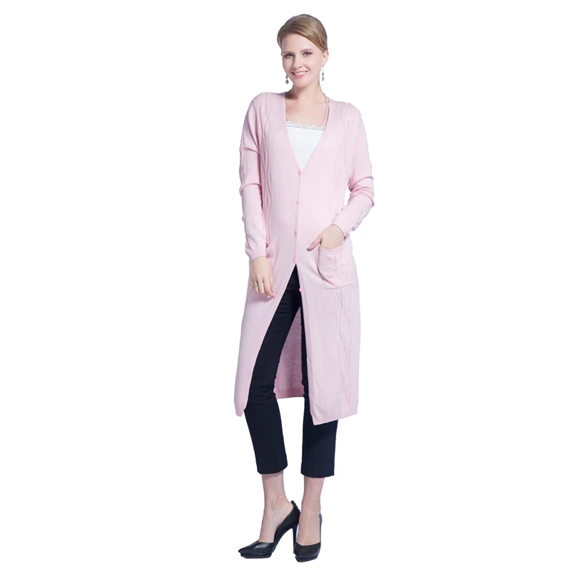 Wholesale Fashion Cashmere Silk blend knitted long cardigans for women