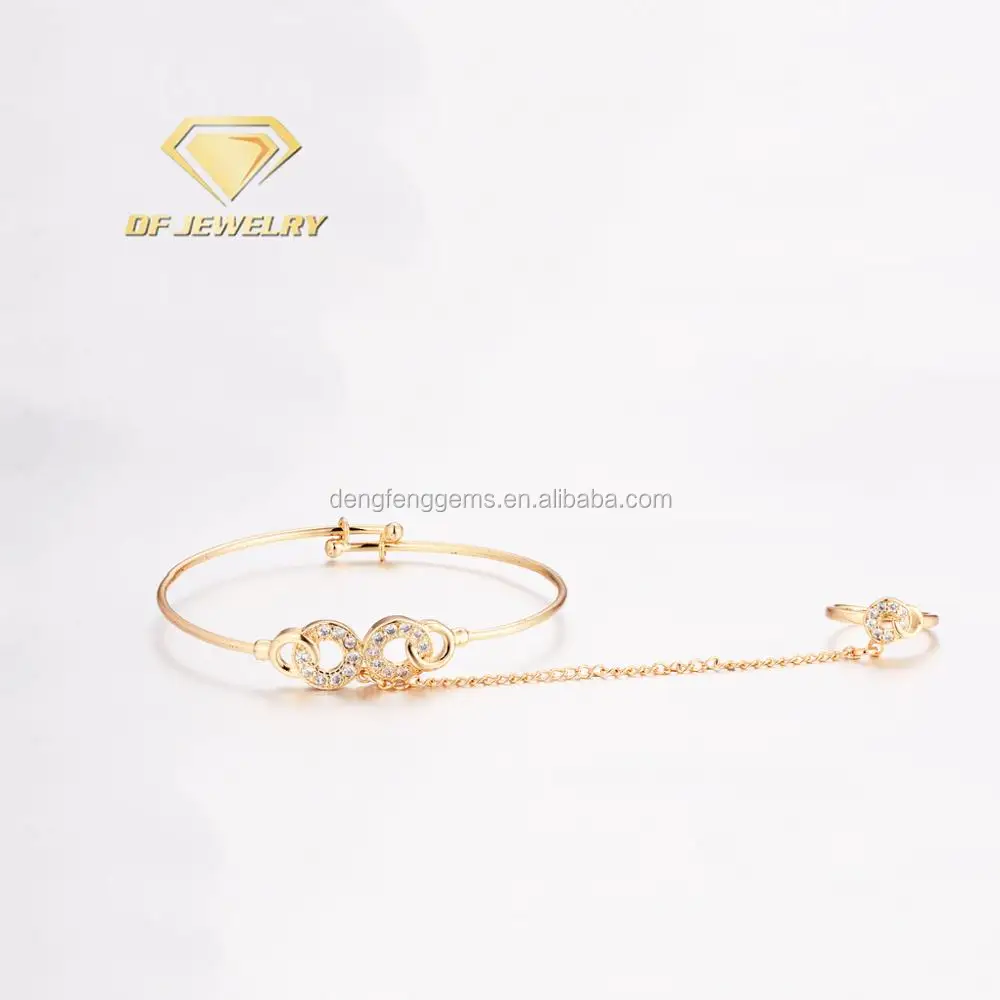 
Позолоченное латунное кольцо, ювелирный браслет с фианитом 