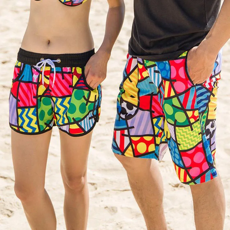 Wholesale hot sale 100% polyester QUICK-DRY couple beach shorts