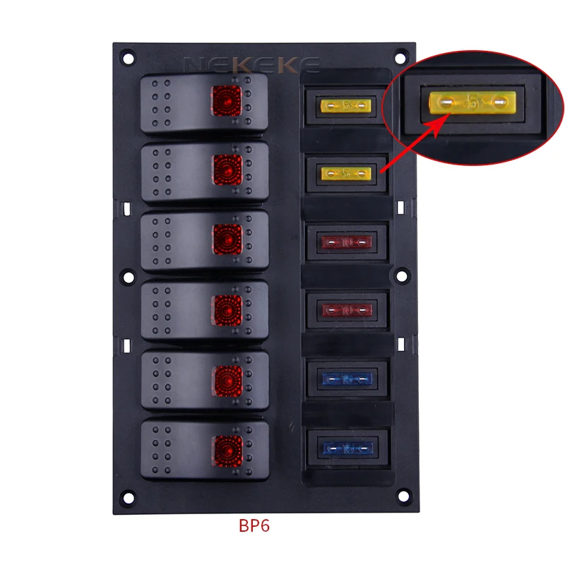 Marine Boat Racing Car 12 volt fuses breakers yacht Rocker switch panel