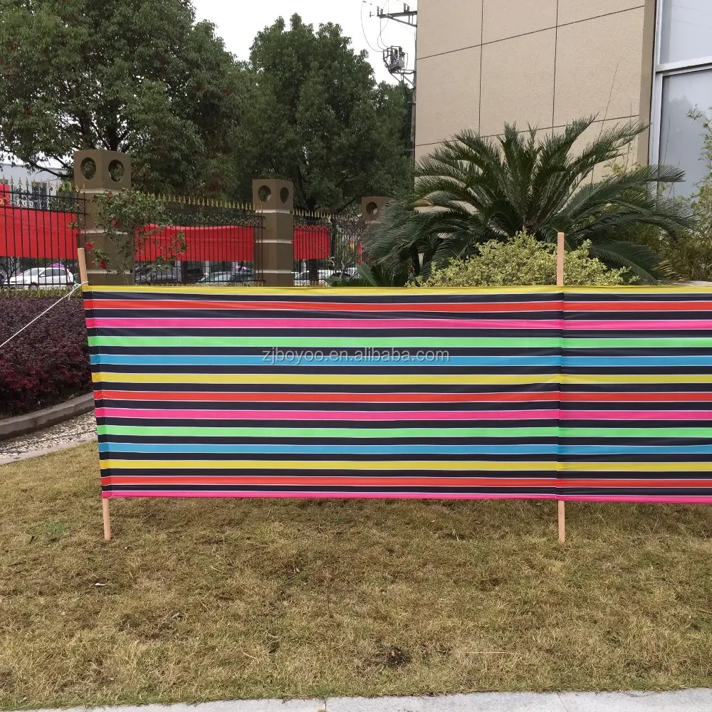 cheap orientation polyester and wood poles beach windbreak