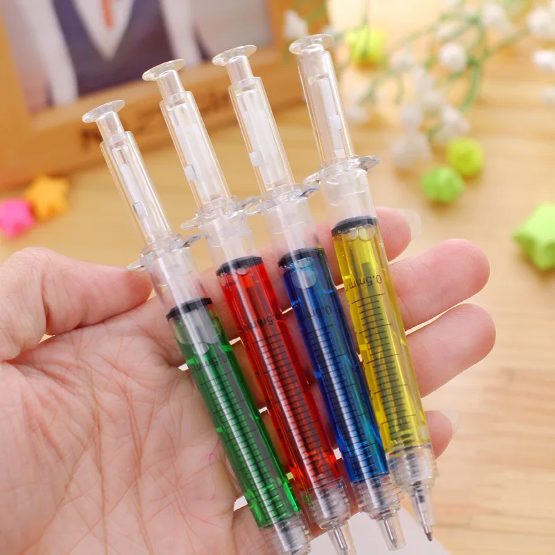 Promotional Hospital Syringe Shape Ball Point Pen Injection Needle Ball Pen