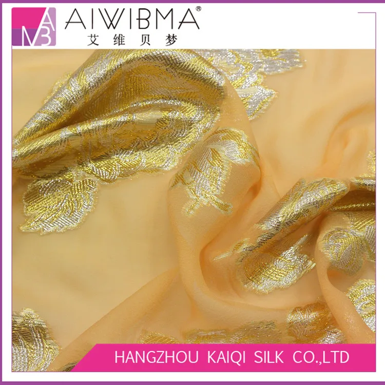 
silk gold silver lurex/metallic jacquard GGT/georgette/chiffon fabric with multiple patterns 