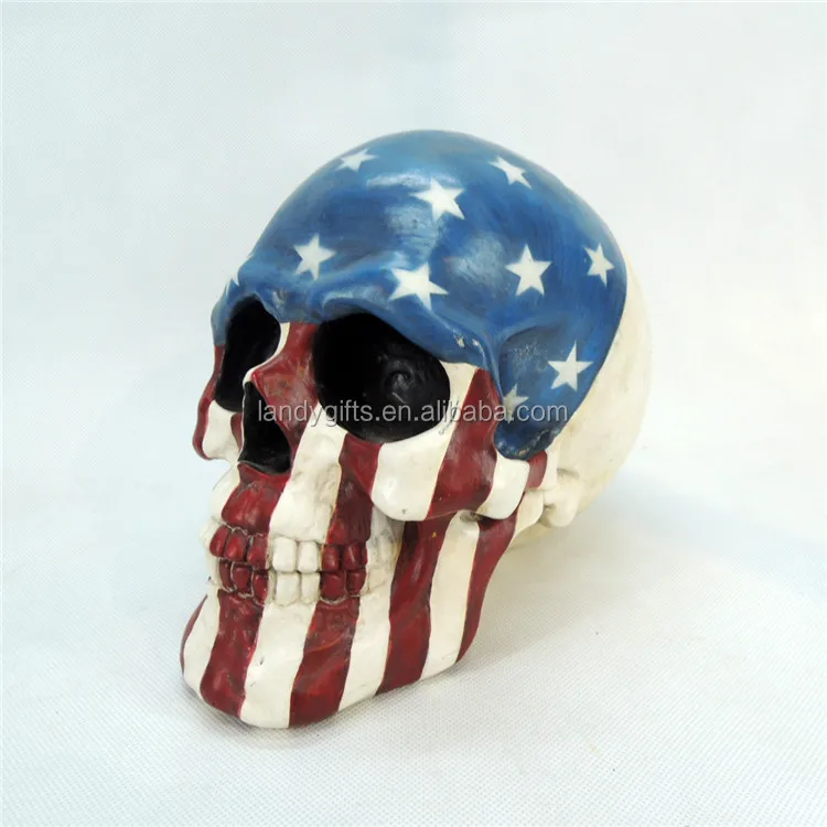 Американский национальный флаг украшение черепа из смолы высота 7 дюймов