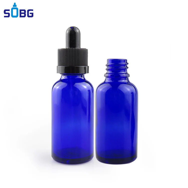 
1 oz dropper 30ml blue eliquid glass bottle 