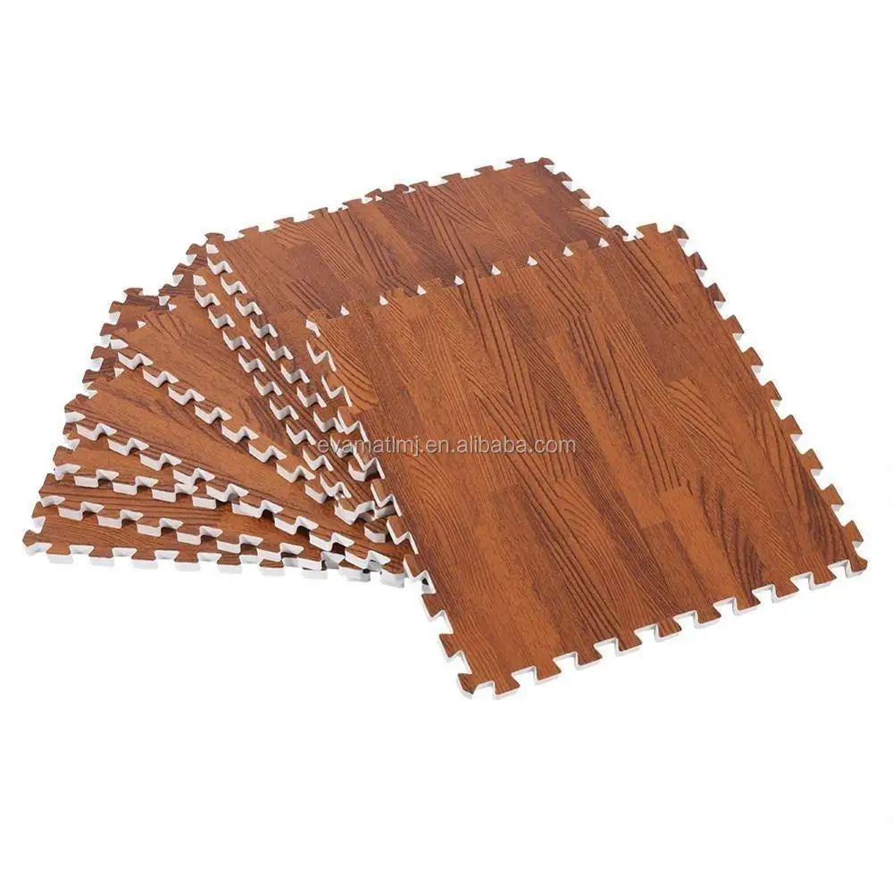 30x30cm Iaminated Wood Color Foam EVA Exercise Floor Mat Gym Kids Play Mats 9pcs