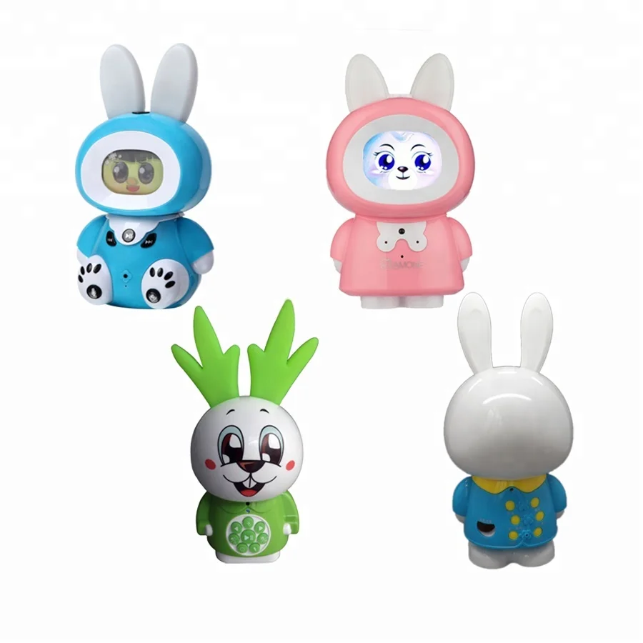 Пластиковая перезаряжаемая игрушка-робот в форме кролика для детей ясельного возраста, музыкальная история, раннее образование