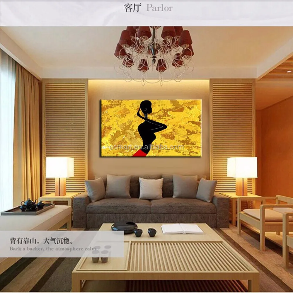 Top Artist Pure Hand-painted High Quality Modern African Lady Oil Painting on Canvas Sexy African Oil Painting for Living Room