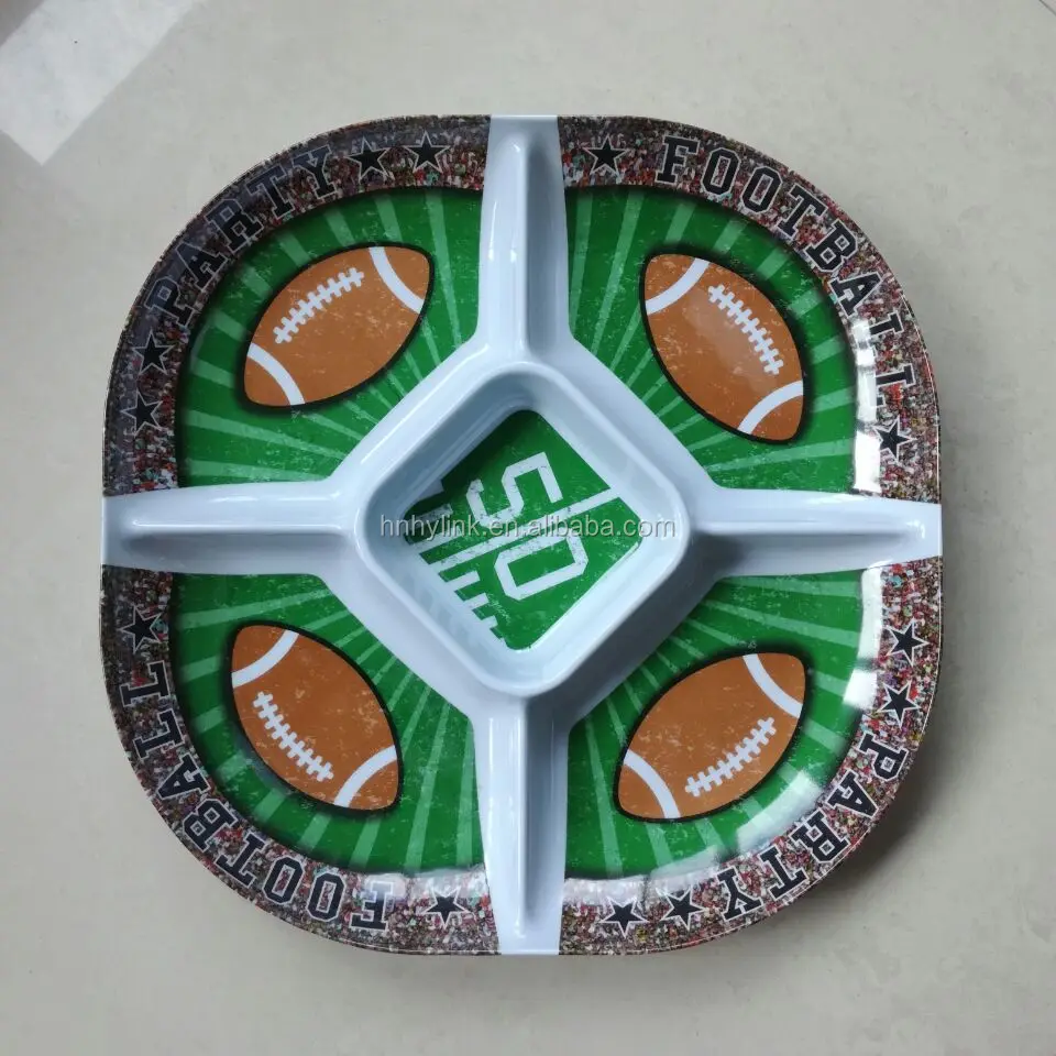 2023 Cheap Round Customized Printing Promotion Plastic Melamine Food Divided Tray