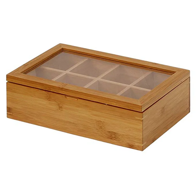 
Wholesale Reusable Eco Friendly Glass lid natural bamboo essential oil wooden tea box coffee wood spice storage holders 