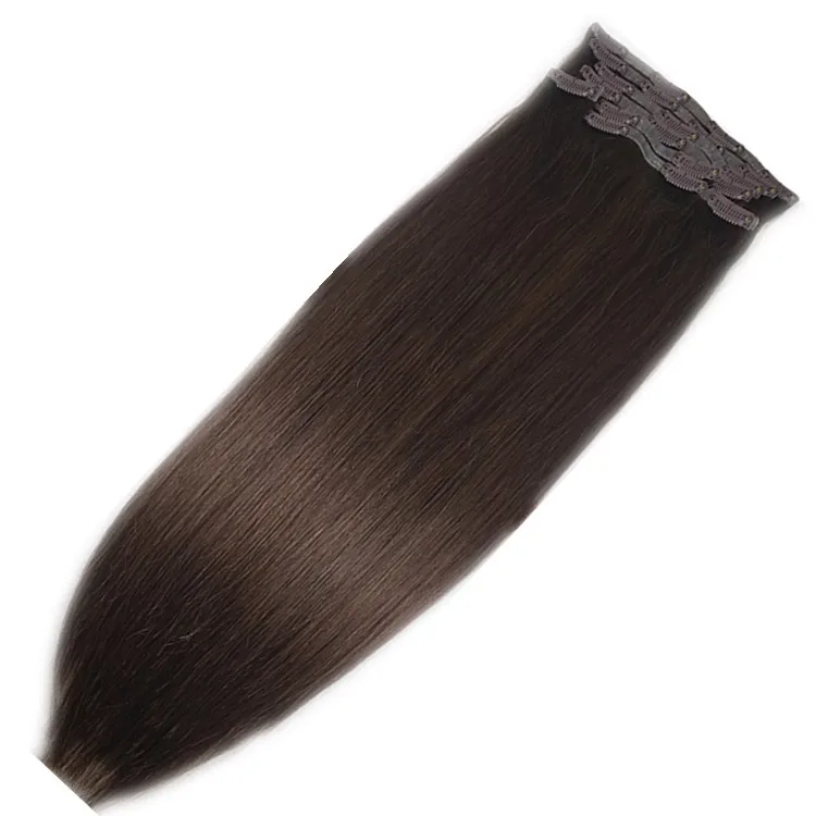 wholesale price 8pcs full head 100% human hair seamless clip in hair extensions
