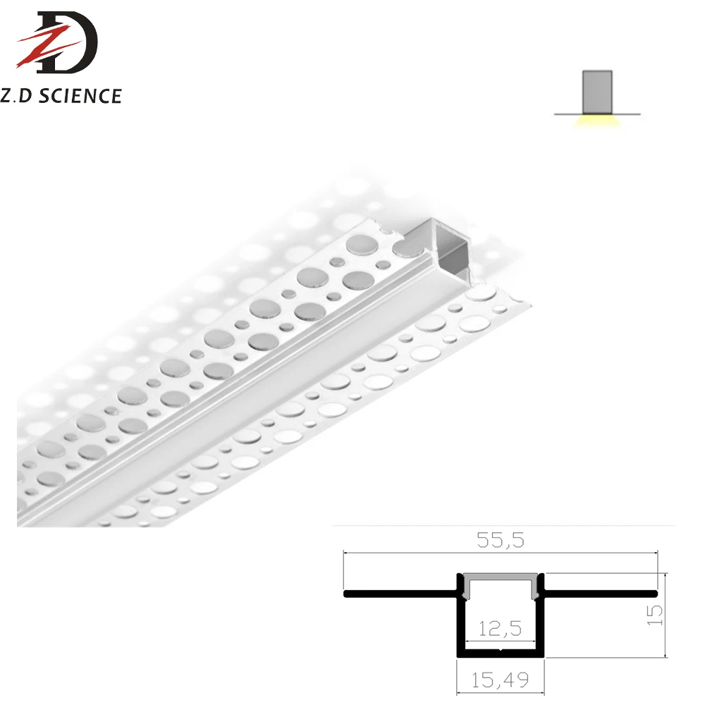 
Factory price trimless plaster gypsum Drywall Aluminum Led Profile extrusion for 12mm led tape 