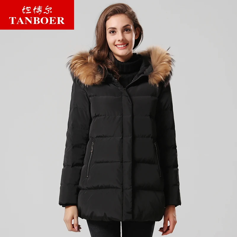 TANBOER 90% goose Down warm winter coats women down jackets with Fur Hood Parka Puffer Jackets