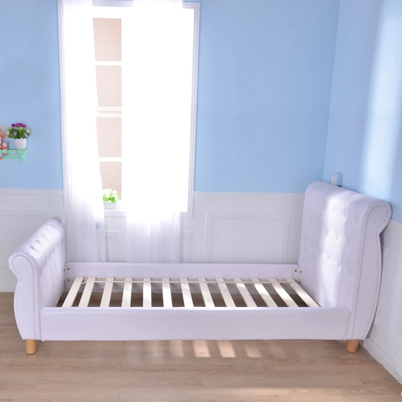 hot selling Crystal Buckled single modern leather children bed