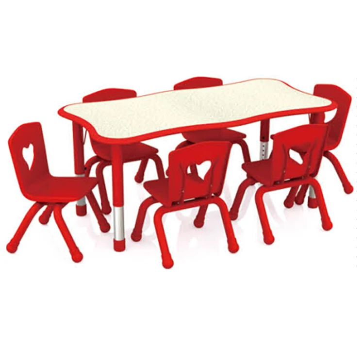 
Good price rectangular kindergarten school 6 kids plastic table and chair for kids party 