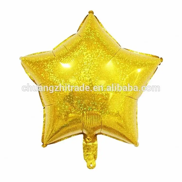 CY new products 2019 star shaped chinese inflatable toy 10 inch laser foil glitter balloons