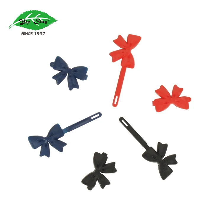 Yip Sing Mini Cheap Colorful Plastic Girls ribbon bow hair clip barrette