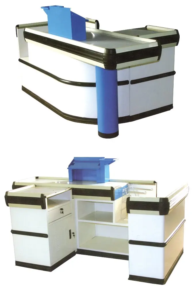 Stainless steel supermarket store commercial cashier counter ,checkout counter equipment