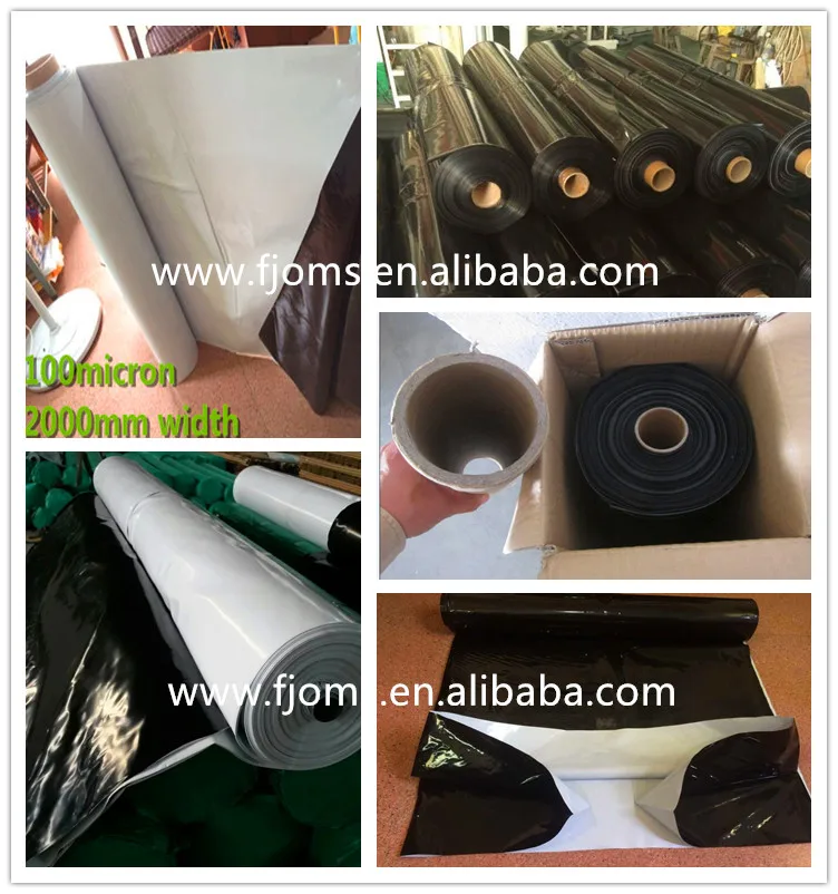 Plastic white and black ground cover poly cover