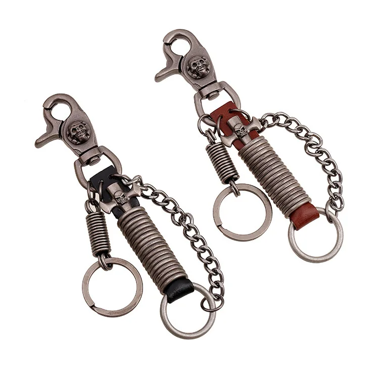 Tryme Натуральной Кожи Key Holder Кольцо Цепи Панк Ретро Кулон Автомобиля брелок Шарм Животных Иордании 1 12 Ny Giants Череп мужская новый